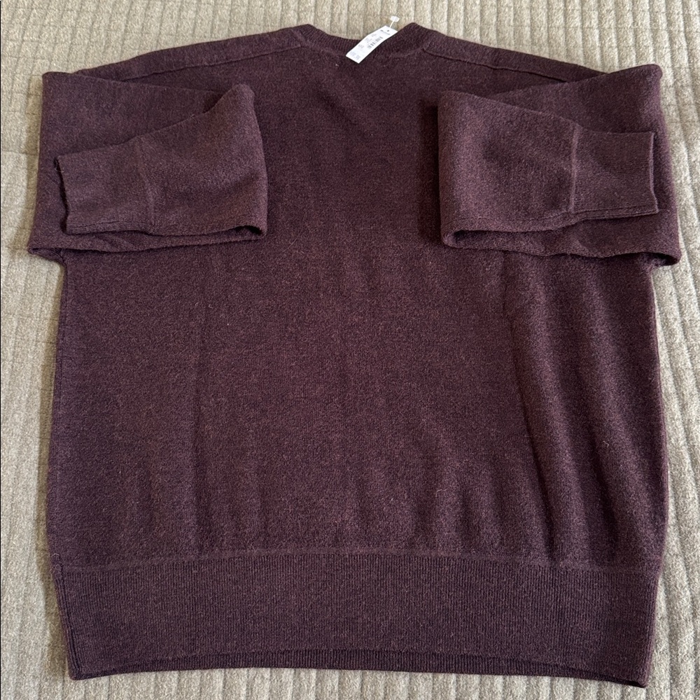 nwt merino wool pullover sweater in heather chocolate - Picture 4 of 9